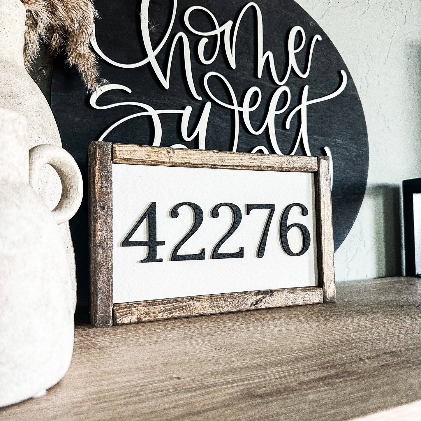 Dakota + Pine Design Co. - Zip Code/Area Code or House Number Custom 3D Laser Wood Sign: Black
