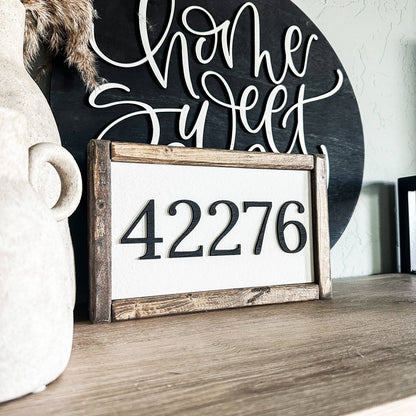 Dakota + Pine Design Co. - Zip Code/Area Code or House Number Custom 3D Laser Wood Sign: Black