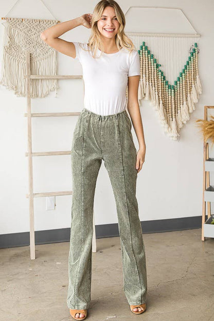Oli&Hali - WASHED CORDUROY BOOTCUT PANTS - JP0082: CREAM / S