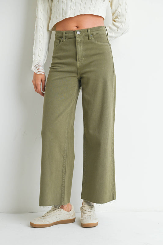 JUST BLACK DENIM - BP460J - MATCHA- Scissor Cut Wide Leg