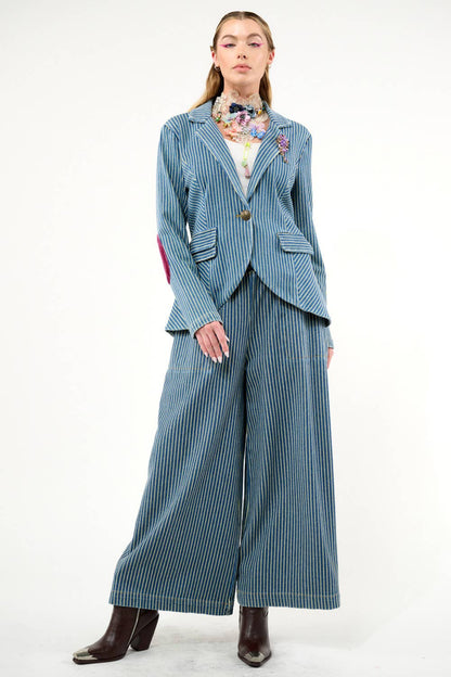 Aratta - Alaia Stripe Denim Pants: Denim Stripe / S