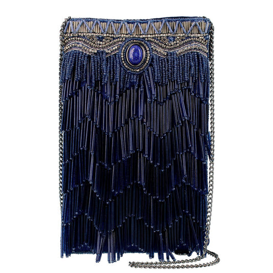Mary Frances Accessories - True Blue Precious Stone with Fringe Crossbody Phone Handbag