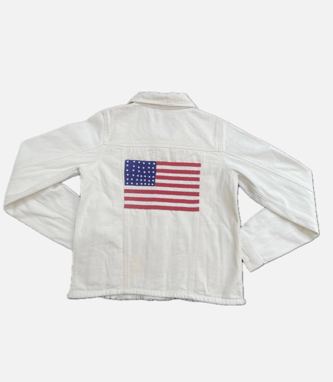 Tiana Designs - White denim jacket WT DJ US FLAG