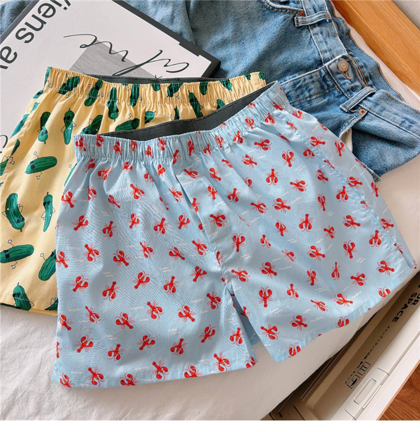 Rosa Clothing - Lobster & Pickles printed cotton casual boxer short