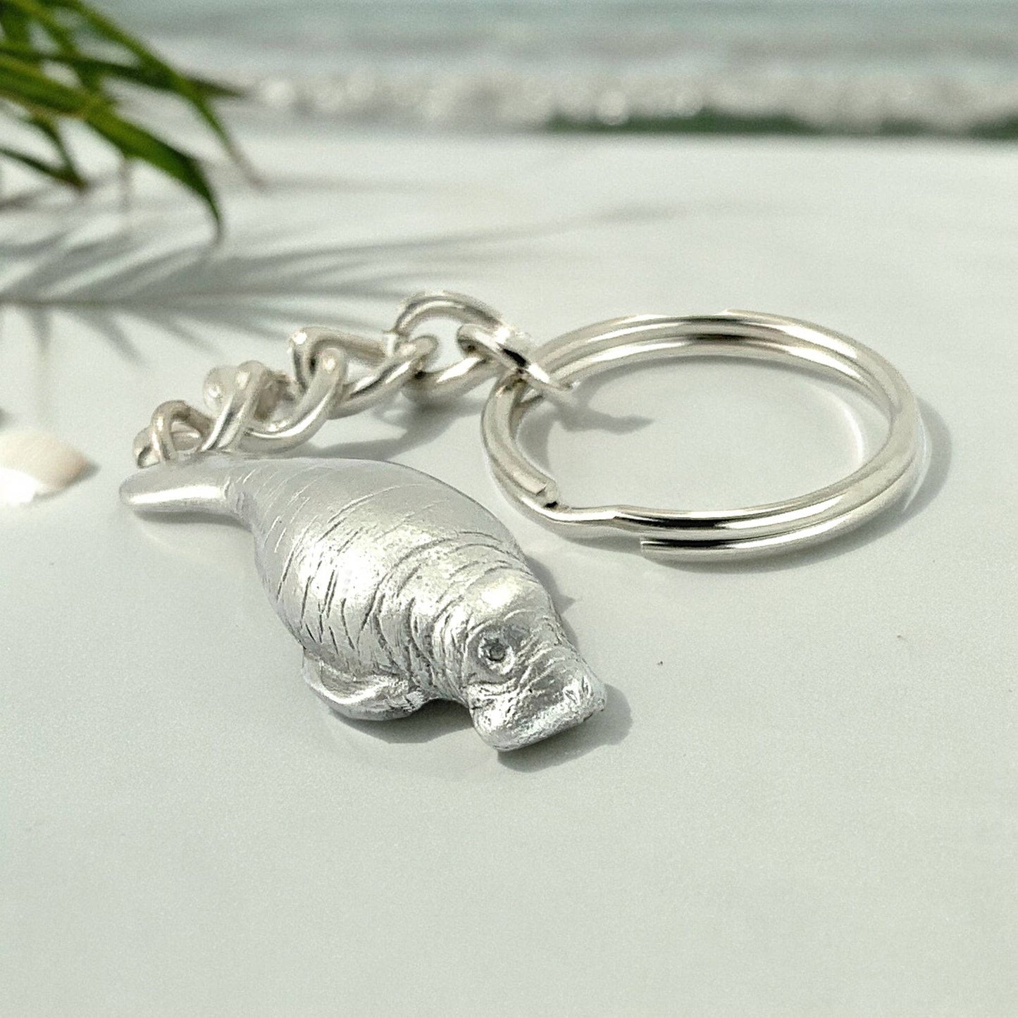 Big Blue by Roland St John - Manatee Keychain,-Manatee Key Ring, Mantatee Gifts
