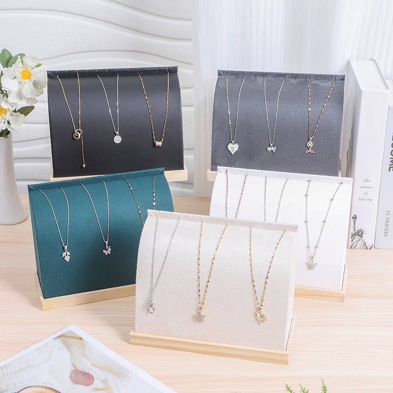 Zakka - Necklace Bracelet Display Stand Stylish Jewelry Organizer : White Leather