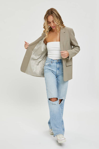 SW1553 OVERSIZED JACKET/BLAZER: BLACK / S