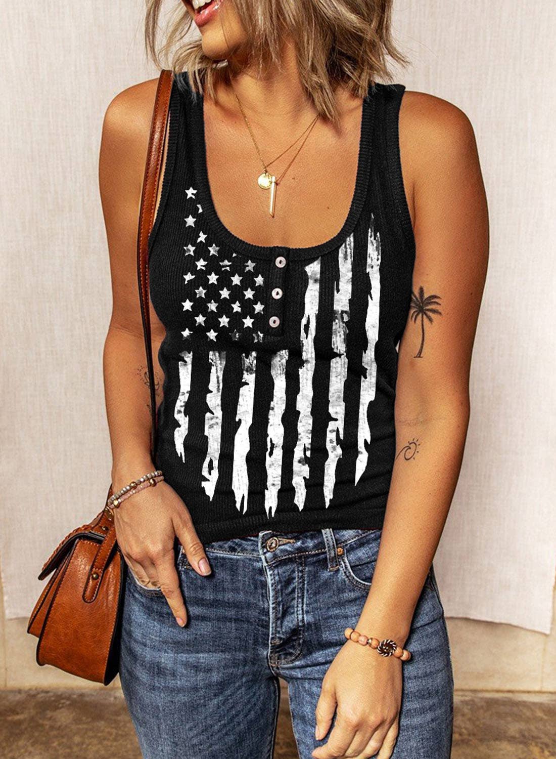 Rosa Clothing - 4th Of July Loose Printed Vest