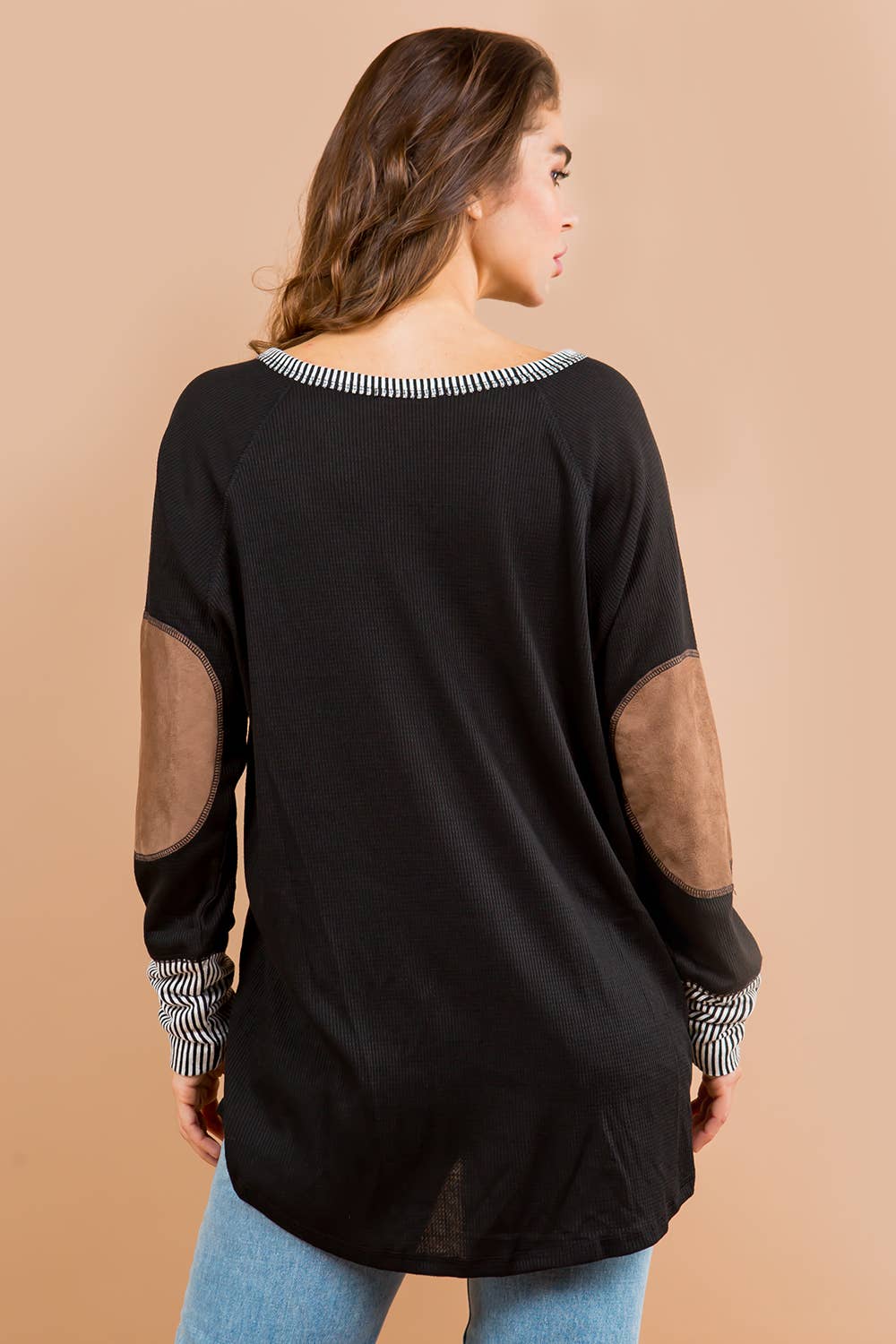Orange Farm Clothing - Oversized Elbow Patch Tunic-2 Colors: BLACK / MEDIUM