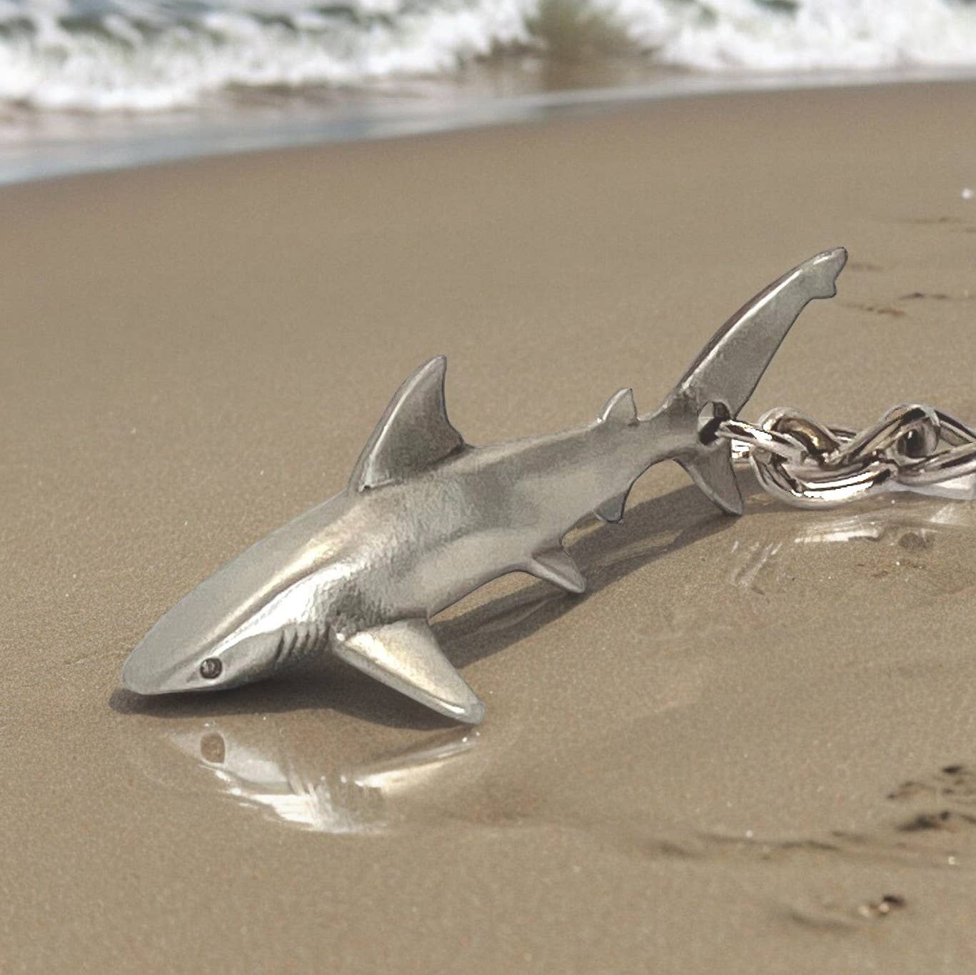 Big Blue by Roland St John - Reef Shark Keychain,  Shark Key Ring, Gifts for Scuba Divers