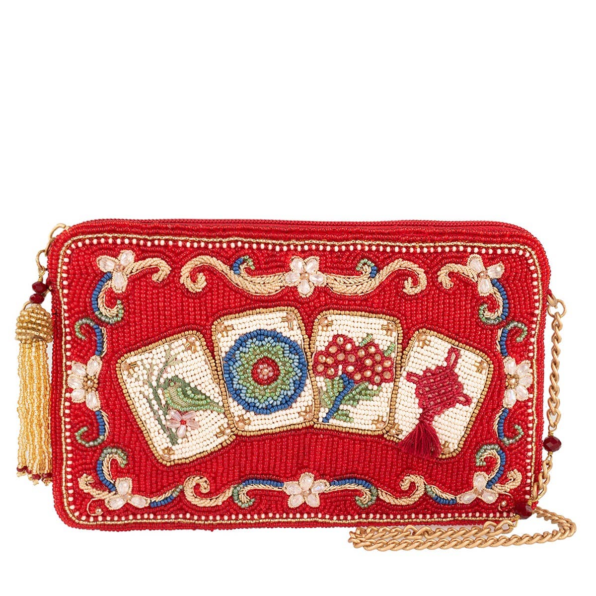 Mary Frances Accessories - Mahjong Mood Red Tile Game Crossbody Handbag