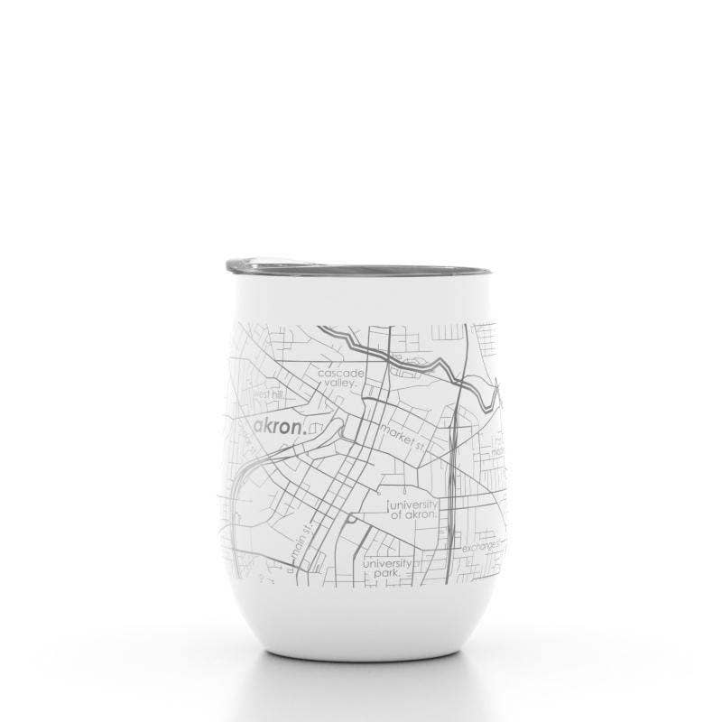 Well Told - Your Town Map 12 oz Insulated Wine Tumbler: White