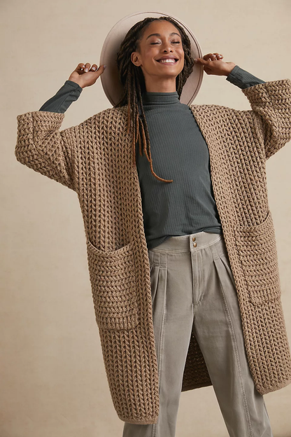 SAACHI - Long Sleeve Kimono Cable Knit Cardigan