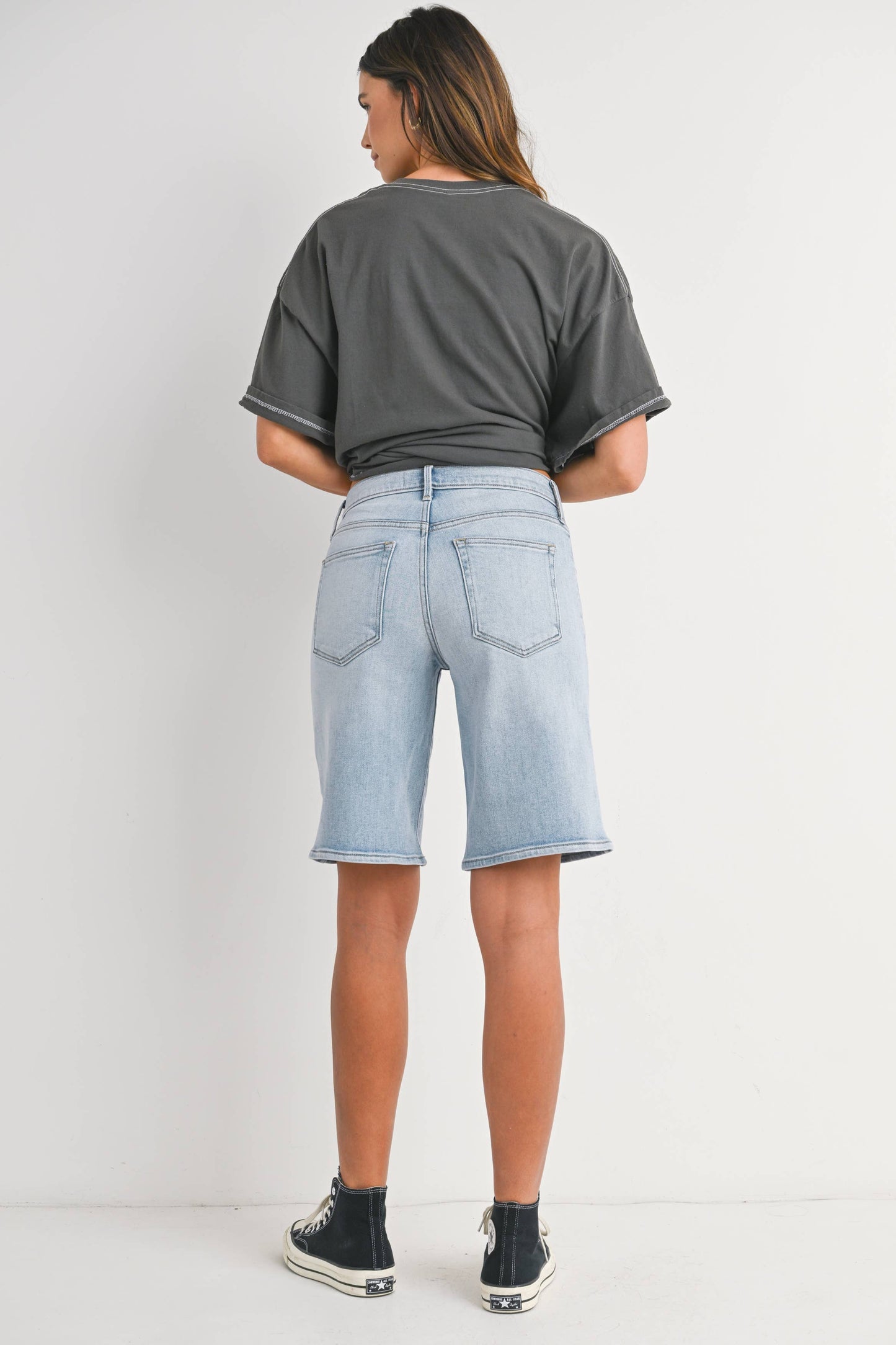 JUST BLACK DENIM - BH492J - LT - Stretch Longer Length Short