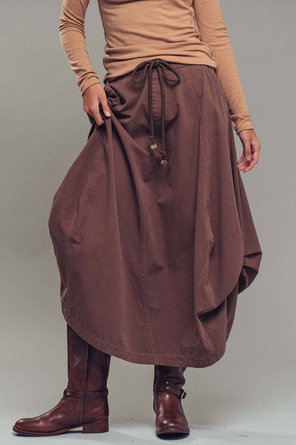 Urban Daizy - Balloon Hem Drawstring Maxi Skirt