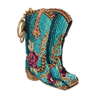 Mary Frances Accessories - Kickin' Around Beaded Cowboy Boots Coin Purse/Key Fob