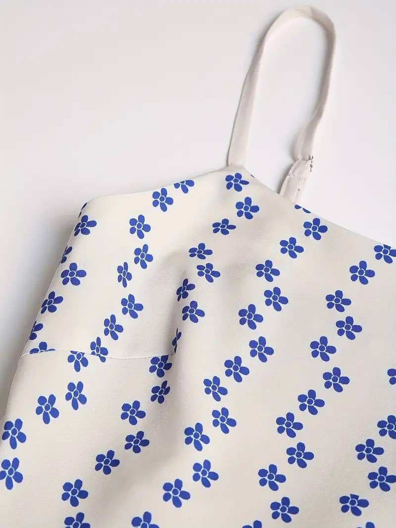 Rosa Clothing - Smocked mackerel print sundress seaside ocean strap dress
