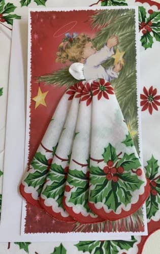 MOMENTS IN THYME - Christmas Angel Hankie Greeting Card