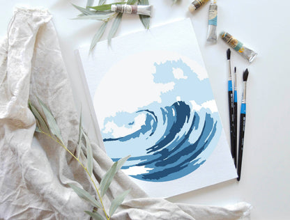 Cate Paper Co. - Ocean Waves Paint-By-Numbers kit