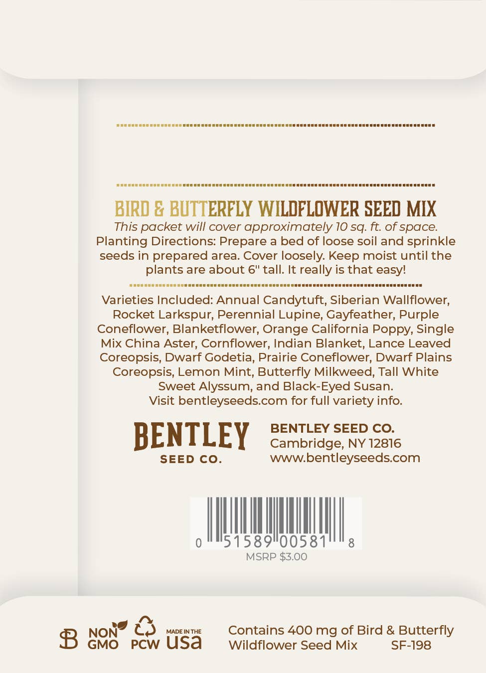 Bentley Seed Co. - Merry Christmas Wreath of Birds Gift Tag- Flower Seed Packet