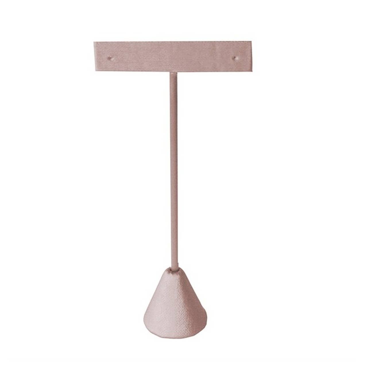 Zakka - Leather Earring T Stand Showcase Display Organizer: Steel Pink Leather