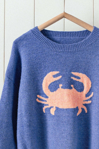 Urban Daizy - Crab Graphic Relaxed Knit Sweater