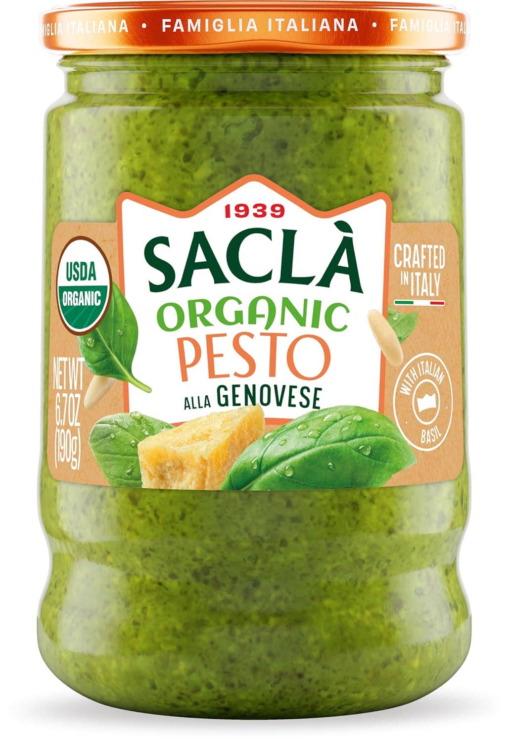 Sacla - Sacla Italy Organic Genovese Basil Pesto 6x6.7oz Pasta Sauce