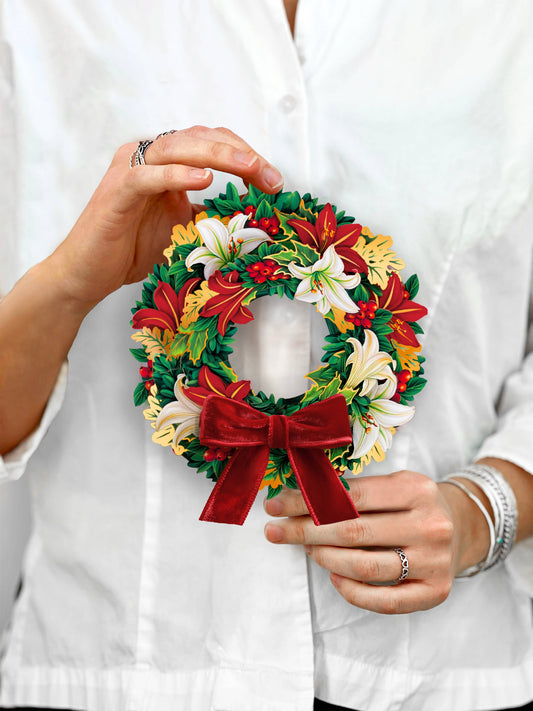 FreshCut Paper LLC - Mini Winter Joy Wreath (10 Pop-up Greeting Cards)