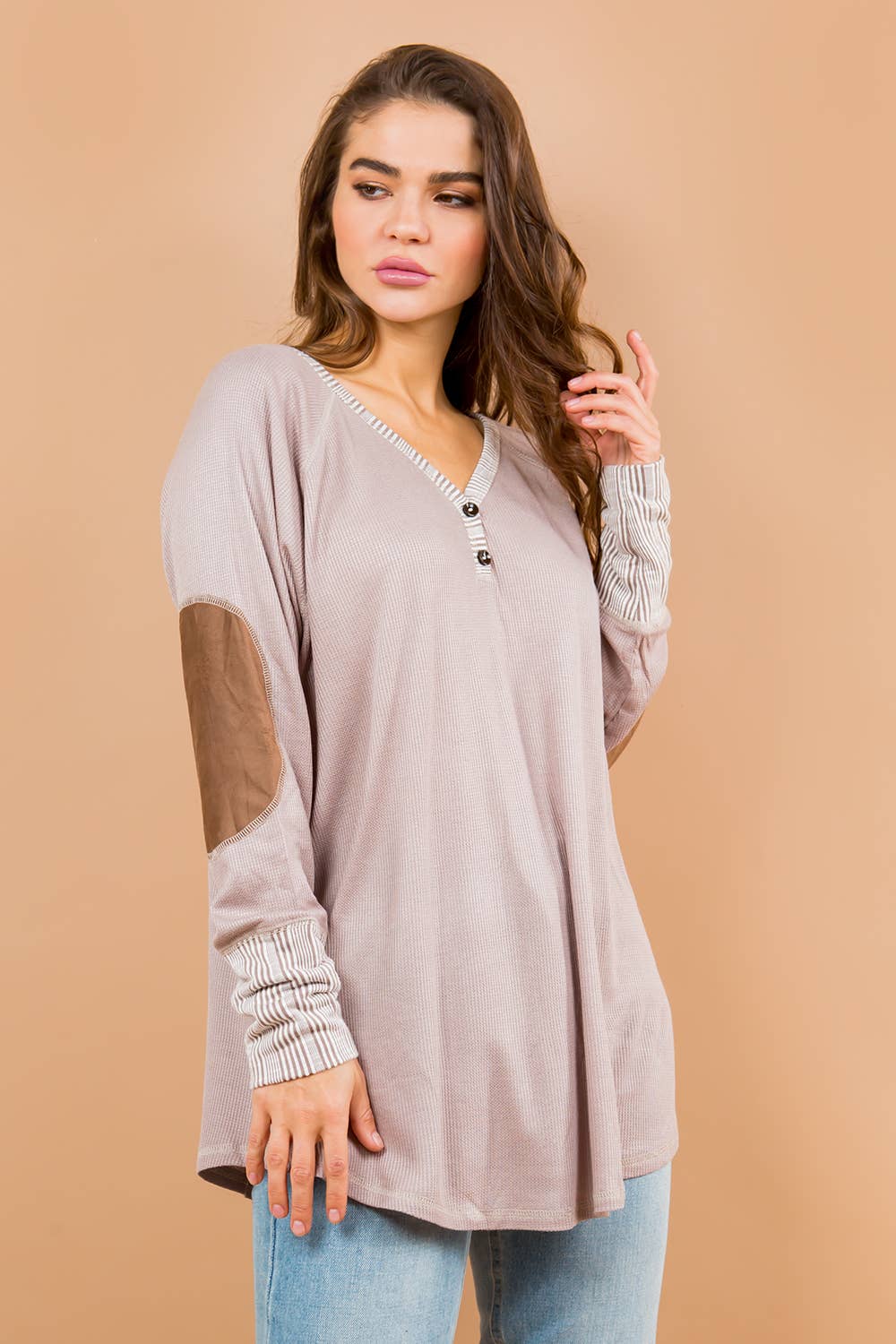 Orange Farm Clothing - Oversized Elbow Patch Tunic-2 Colors: BLACK / X-LARGE