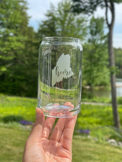 Reclaimed Maine Co. - Nature Inspired Etched Beer Can Glasses | Maine Gifts: Pine Tree State Flag