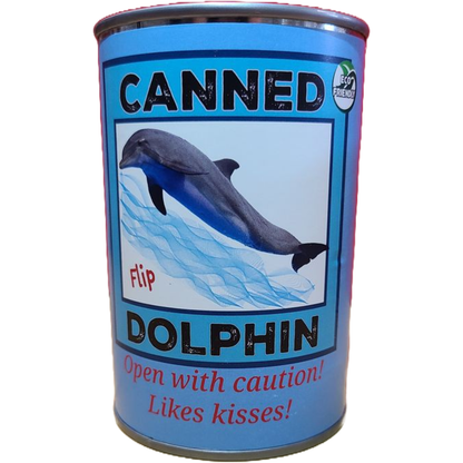 Canned Gifts - Flip the Canned Dolphin | Stuffed Animal Plush w/Jokes |Gift