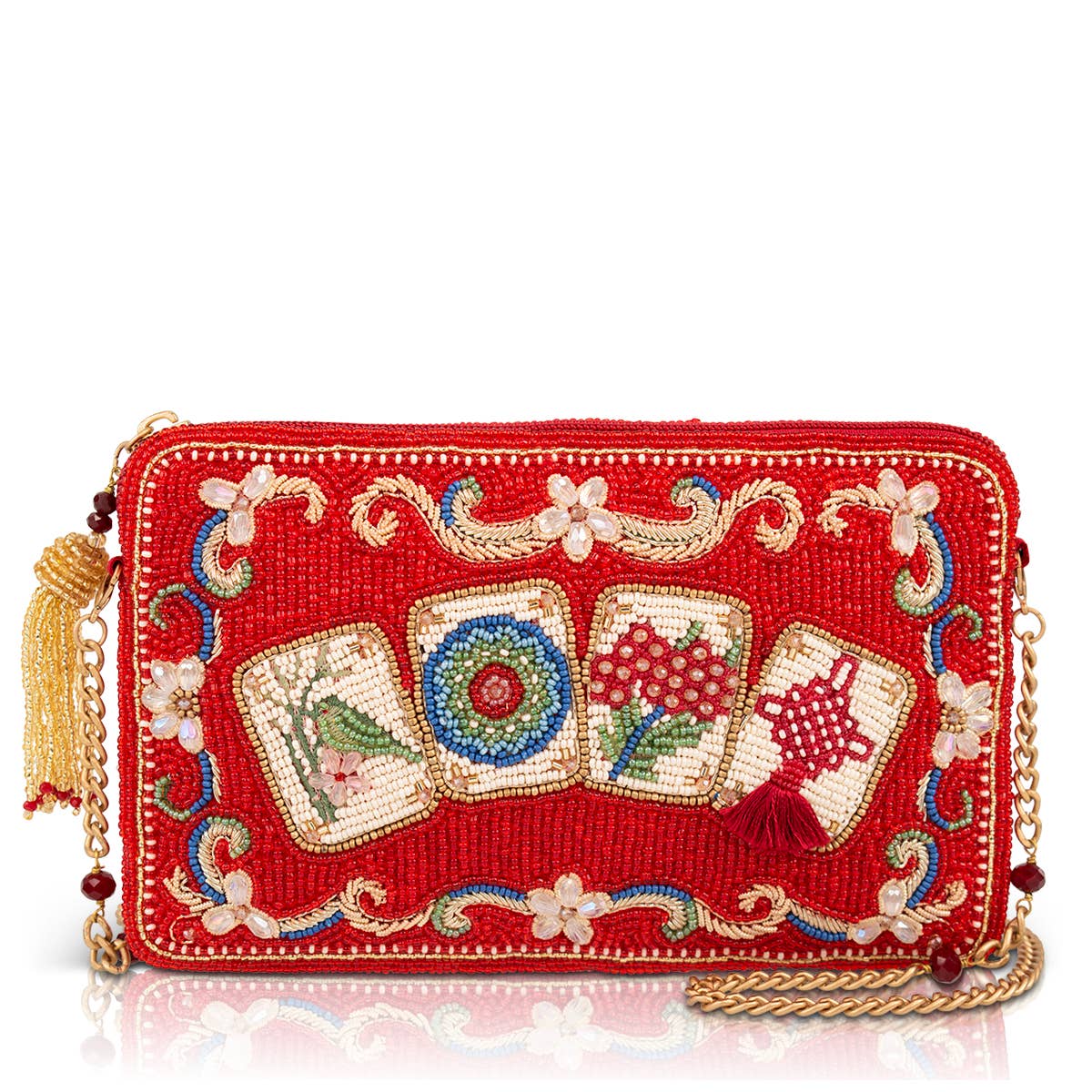 Mary Frances Accessories - Mahjong Mood Red Tile Game Crossbody Handbag
