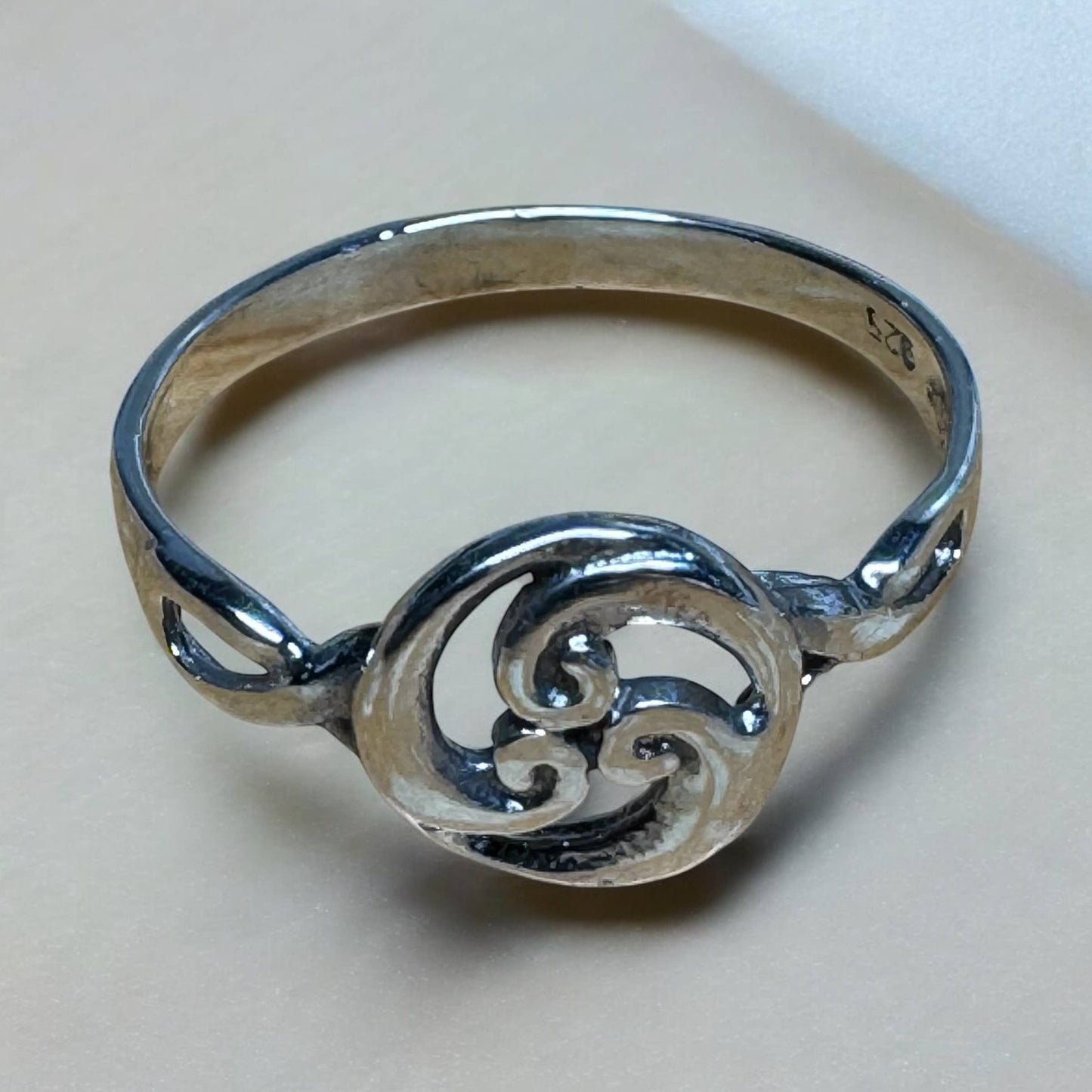Handmade Coastal Jewelry - Sterling silver scroll wave ring
