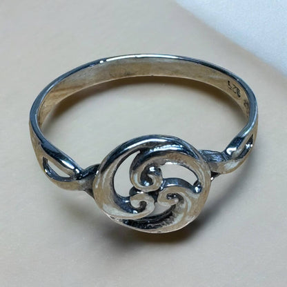 Handmade Coastal Jewelry - Sterling silver scroll wave ring