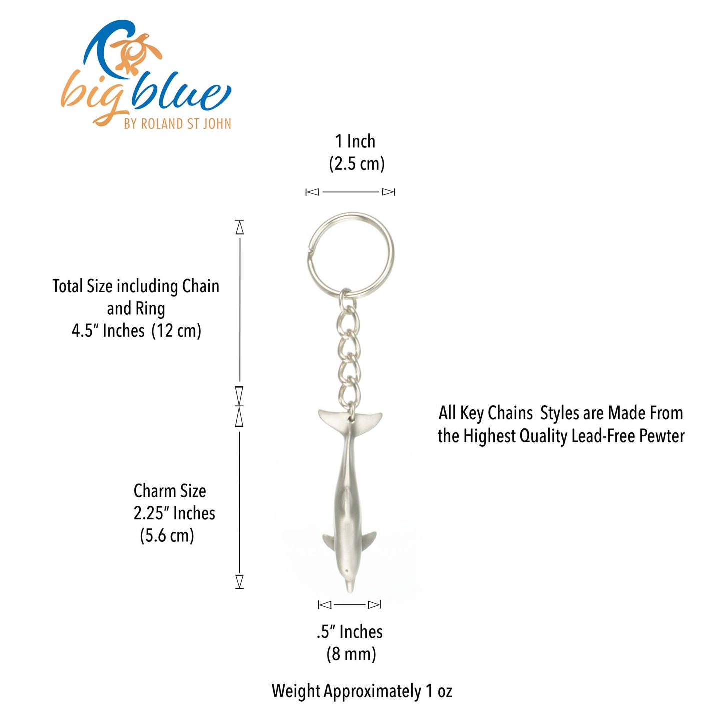 Big Blue by Roland St John - Dolphin Keychain for Women and Men- Dolphin Gifts for Women