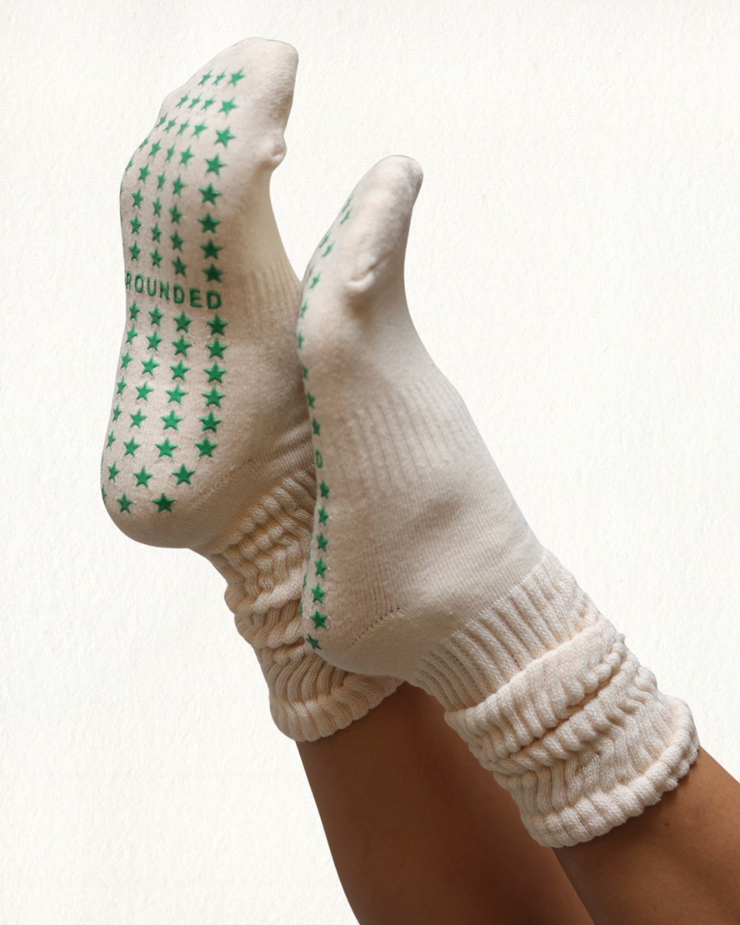 Grounded Grip Socks - Beige Scrunch Grip Socks for Pilates, Lagree, and Barre