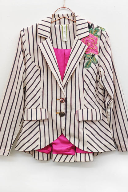 Aratta - Derby Princess Stripe Blazer: Cream Stripes / M