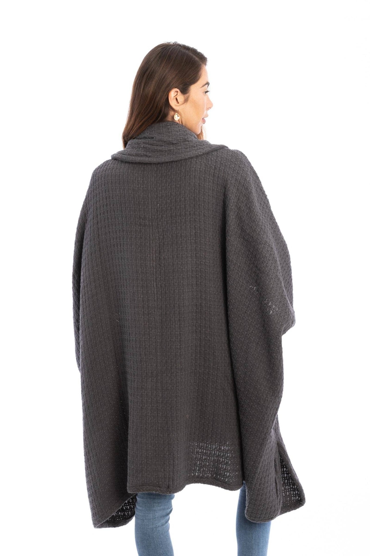 SAACHI - Comfy Oversized Waffle Knit Collared Jacket