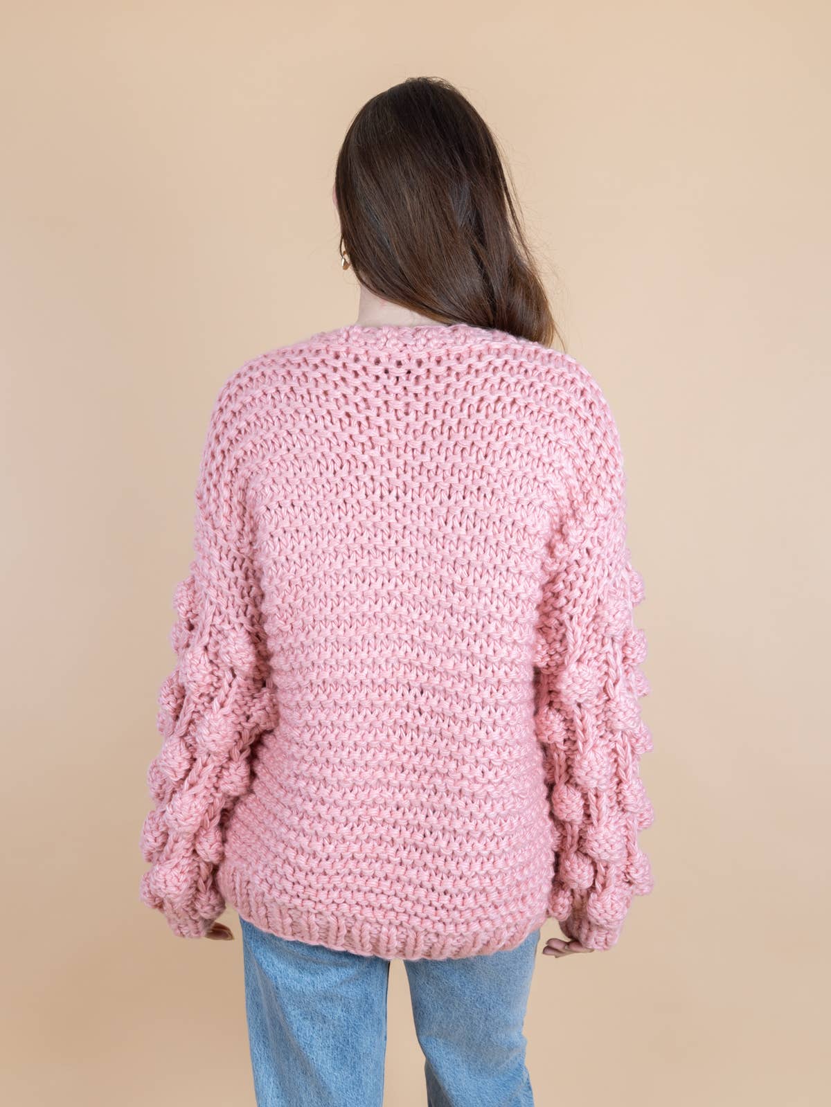 SAACHI - Bauble Sleeve Knit Cardigan Kimono: Pink