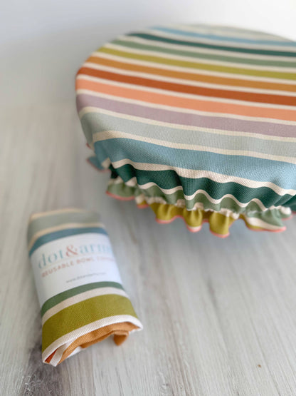 Dot and Army - Reusable Bowl Cover- Beach Chair Stripes