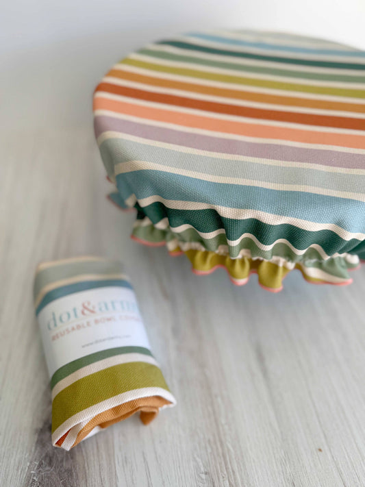 Dot and Army - Reusable Bowl Cover- Beach Chair Stripes