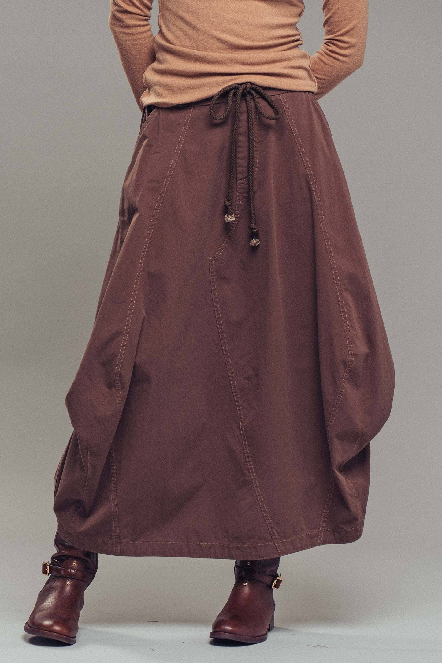 Urban Daizy - Balloon Hem Drawstring Maxi Skirt