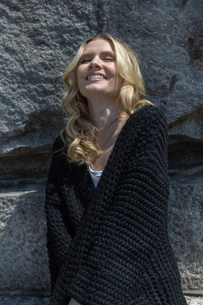 SAACHI - Long Sleeve Kimono Cable Knit Cardigan