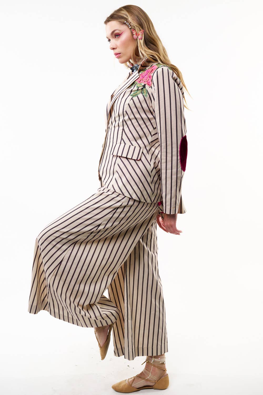 Aratta - Derby Princess Stripe Blazer: Cream Stripes / M