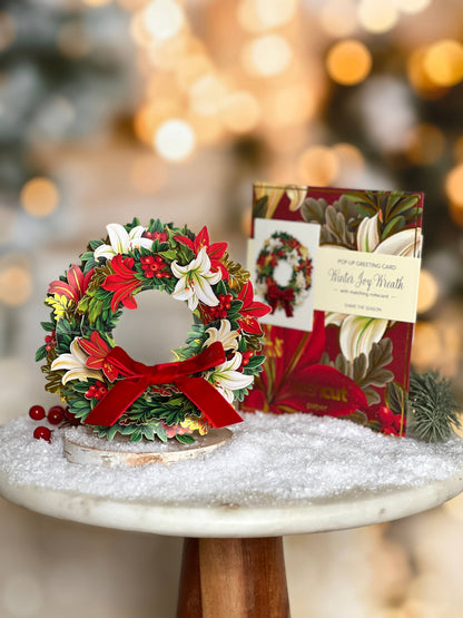 FreshCut Paper LLC - Mini Winter Joy Wreath (10 Pop-up Greeting Cards)