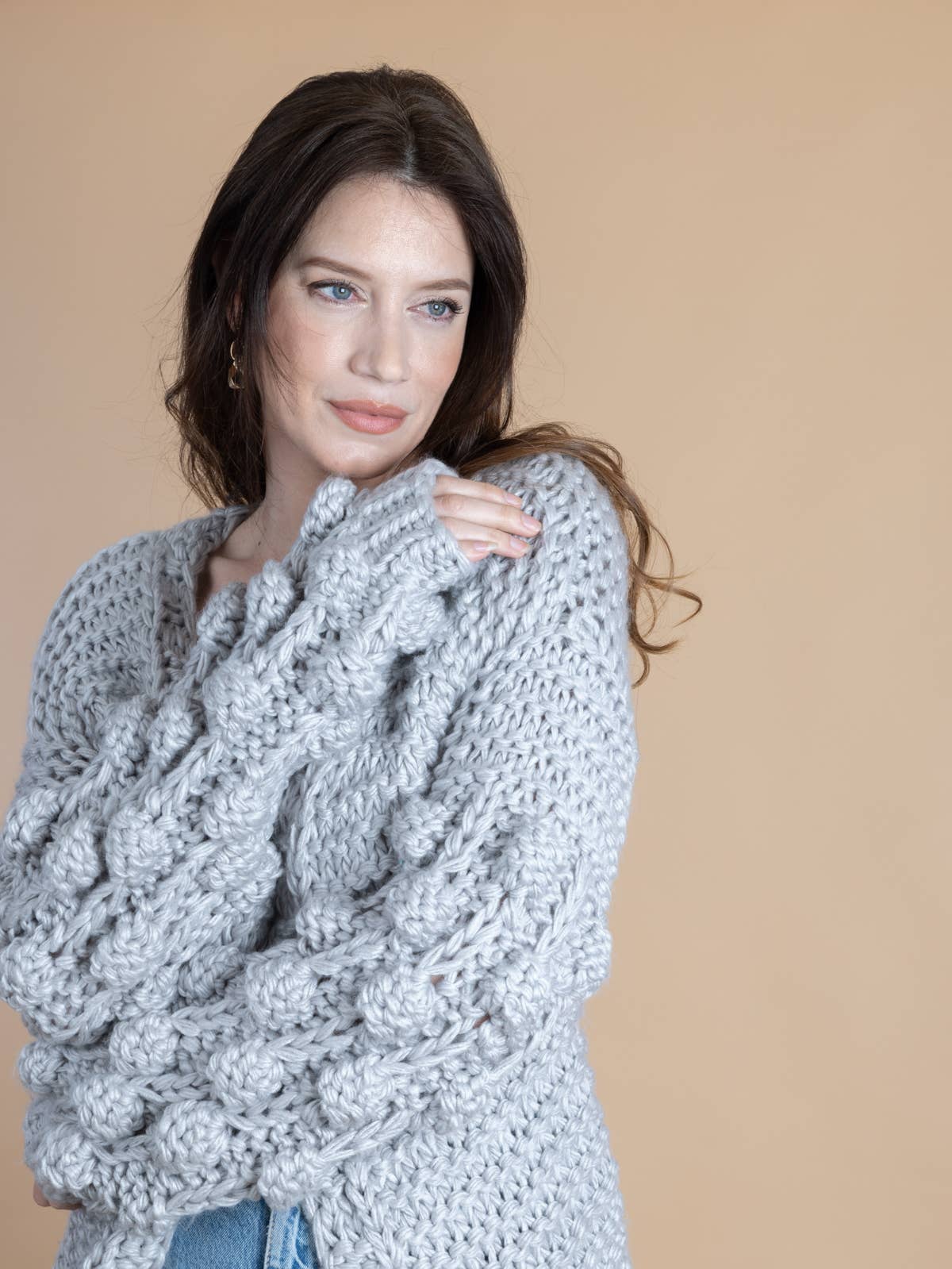 SAACHI - Bauble Sleeve Knit Cardigan Kimono: Pink