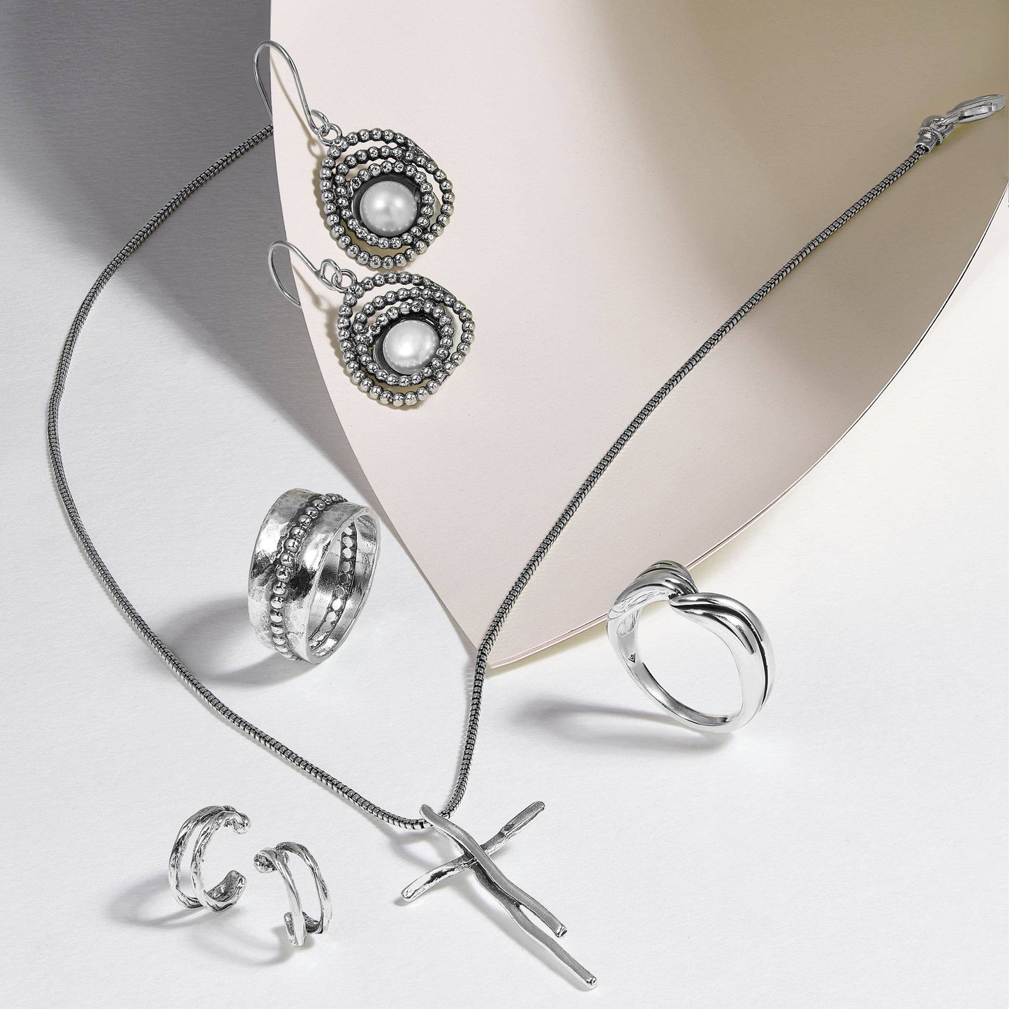 Silpada - Silpada 'Organic Cross' Pendant Necklace in Sterli: 1 5/8