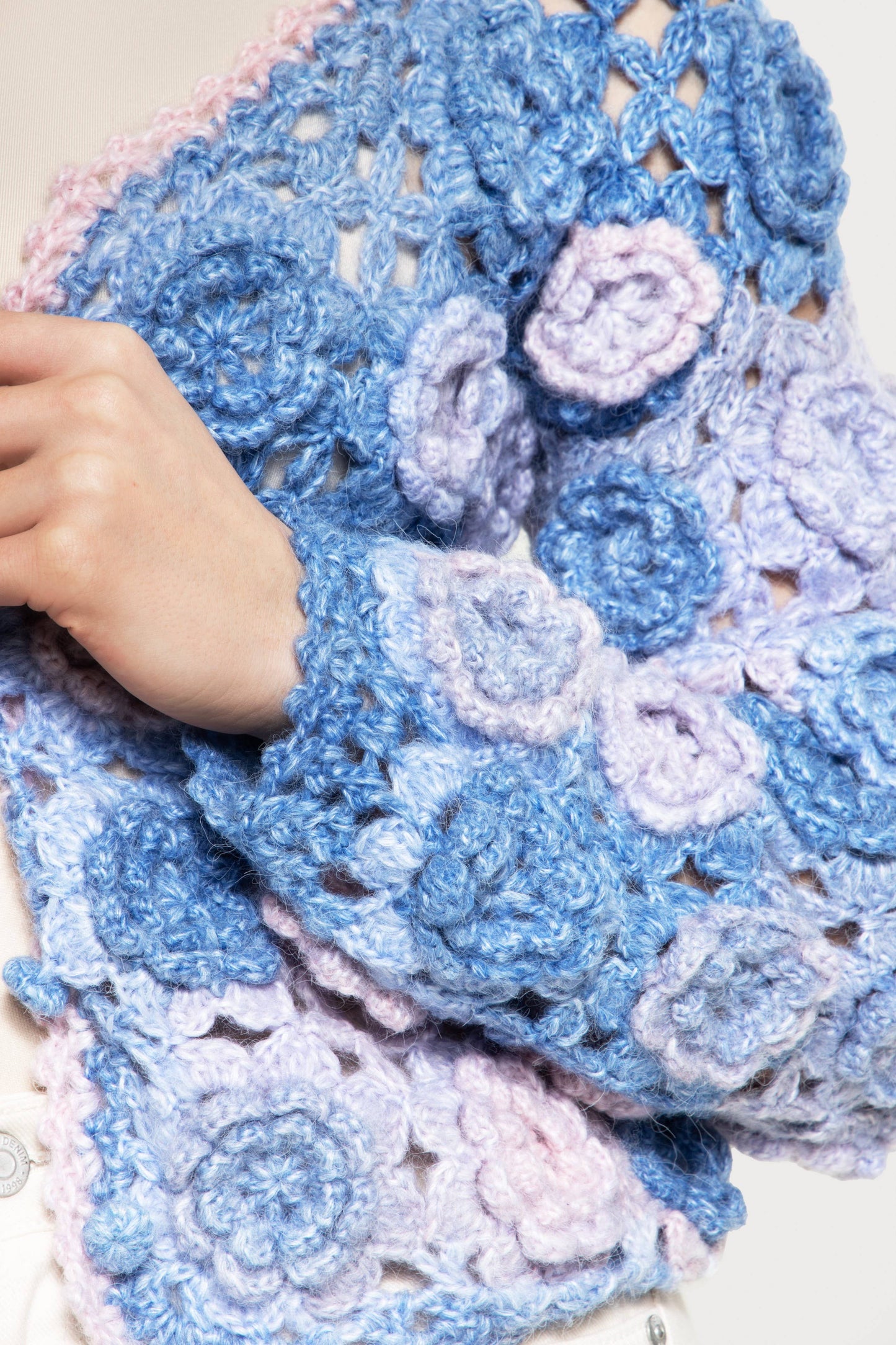 SAACHI - Crochet Blossom Cardigan: Lavender