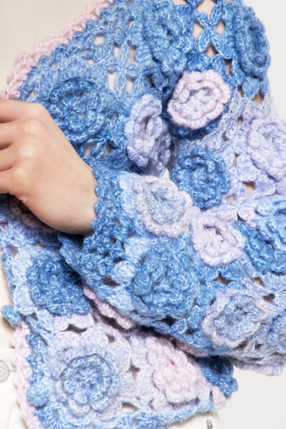 SAACHI - Crochet Blossom Cardigan: Lavender