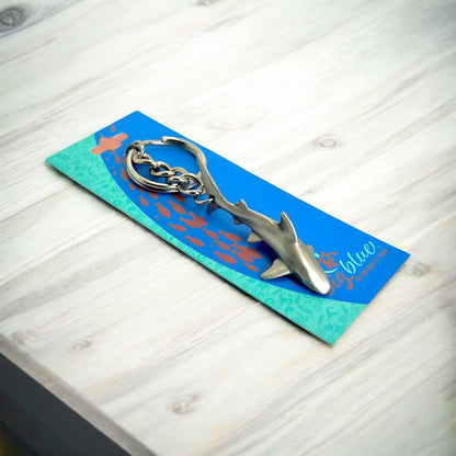 Big Blue by Roland St John - Reef Shark Keychain,  Shark Key Ring, Gifts for Scuba Divers